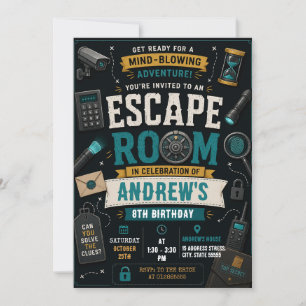 Persönliche Vintage-Mystery-Escape-Room-Geburtstag Einladung