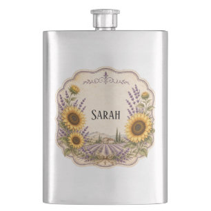 persönliche vintage provence lavendel und sonnenbl flachmann