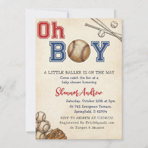 Persönliche Vintage-Sport-Baseball-Baby-Party Einladung