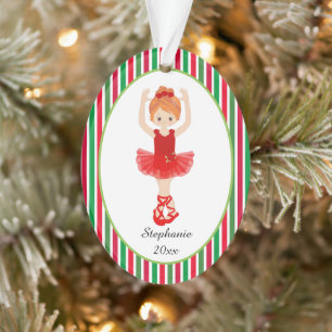 Persönliche Weihnachtsfeier Rote Ballerina Streife Ornament