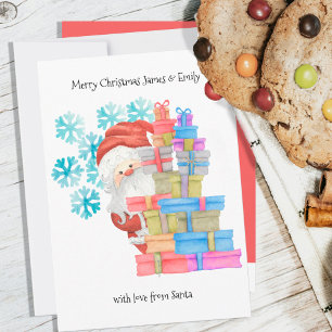 Persönliche Weihnachtsgeschenke und Schneeflocken Feiertagskarte