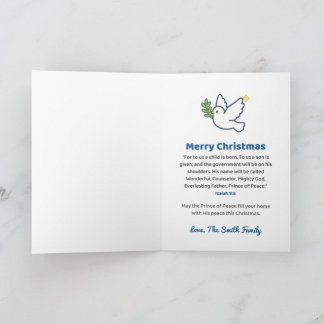 Persönliche Weihnachtstaube 'Fürst des Friedens' Karte