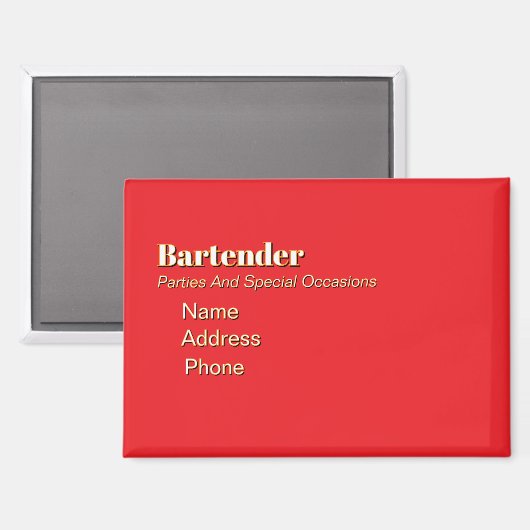 Persönliche Werbung für Barkeeper Magnet (Vorderseite/Rückseite)