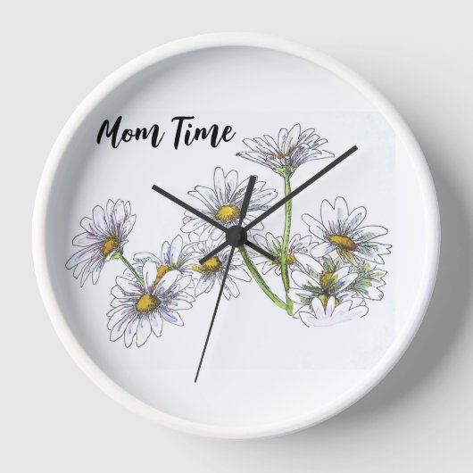 Persönliche White Daisy Clock Uhr (Vorderseite)