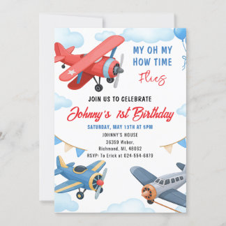 Persönliche Zeit fliegt 1. Geburtstag für Junge Einladung