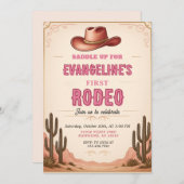 Persönlicher 1. Rodeo Wild West Western Geburtstag Einladung (Vorne/Hinten)