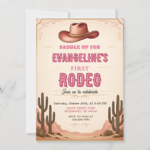 Persönlicher 1. Rodeo Wild West Western Geburtstag Einladung