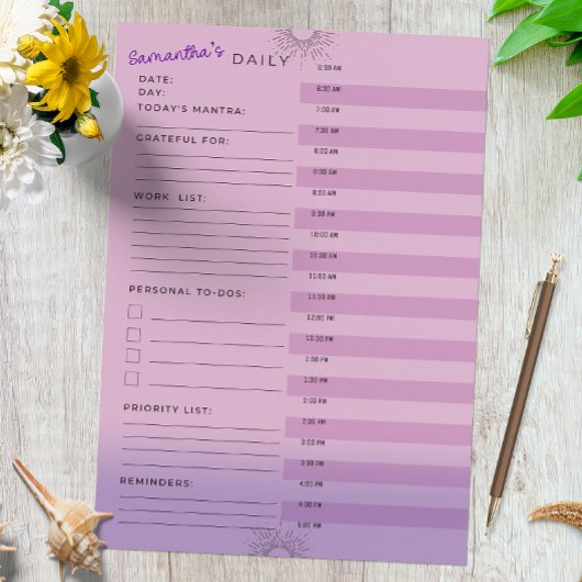 Persönlicher Arbeitsplaner, Erinnerung, Mantra Notizblock