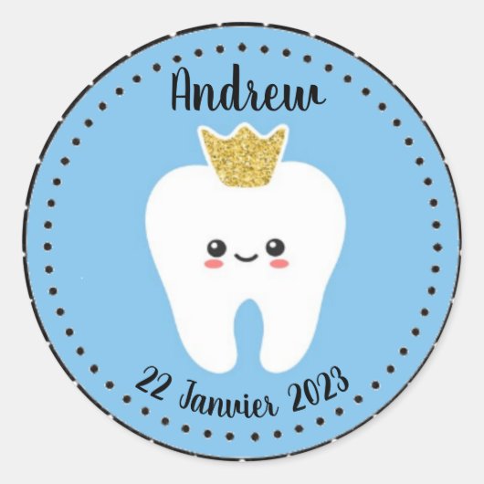 Persönlicher Aufkleber Erster Zahn Baby Boy (Vorderseite)