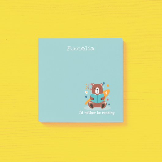 Persönlicher Bär mit Buch  Post-it Klebezettel