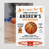 Persönlicher Basketball Geburtstag mit Foto Einladung (Vorne/Hinten)