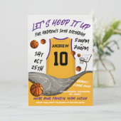 Persönlicher Basketball Geburtstag mit Foto Einladung (Stehend Vorderseite)