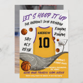 Persönlicher Basketball Geburtstag mit Foto Einladung (Vorne/Hinten)