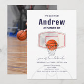 Persönlicher Basketball Geburtstag mit Foto Einladung (Vorne/Hinten)
