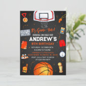 Persönlicher Basketball Geburtstag mit Foto Einladung (Stehend Vorderseite)