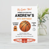 Persönlicher Basketball Geburtstag mit Foto Einladung (Stehend Vorderseite)