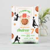 Persönlicher Basketball Geburtstag mit individuell Einladung (Stehend Vorderseite)