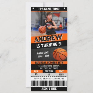 Persönlicher Basketball-Geburtstagsticket mit Bild Einladung