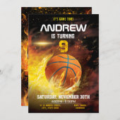 Persönlicher Basketball zum Geburtstag Einladung (Vorne/Hinten)