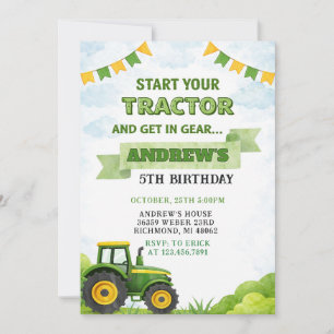Persönlicher Bauernhof Grüner Traktor Geburtstag Einladung