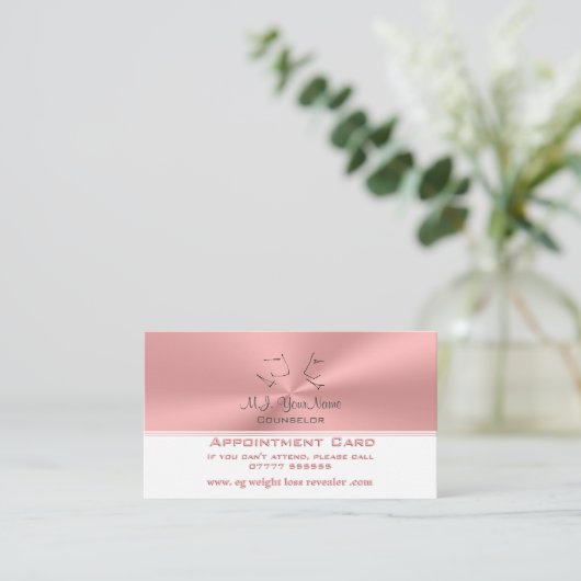 Persönlicher Berater in luxuriösem rosa Chrom-Look Terminkarte (Stehend Vorderseite)