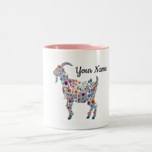Persönlicher Blumenziegenbecher Botanische Farmtie Zweifarbige Tasse
