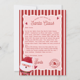 Persönlicher Brief von Santa Claus auf der Liste d