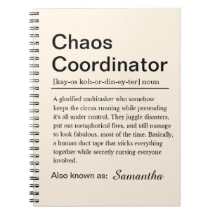Persönlicher Chaos-Koordinator-Definition Notizblock