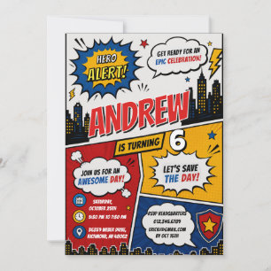 Persönlicher Comic-Superhelden-Geburtstag Einladung