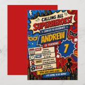 Persönlicher digitaler Comic-Superhelden-Geburtsta Einladung (Vorne/Hinten)
