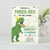 Persönlicher Dinosaurier Geburtstag für Junge Einladung (Stehend Vorderseite)