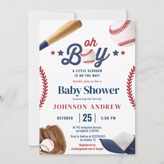 Persönlicher einfacher Baseball-Kleinigkeit unterw Einladung (Vorderseite)