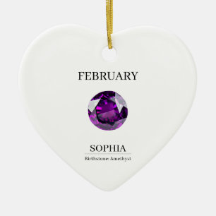 Persönlicher Februar-Amethyst-Geburtstag Keramik Ornament