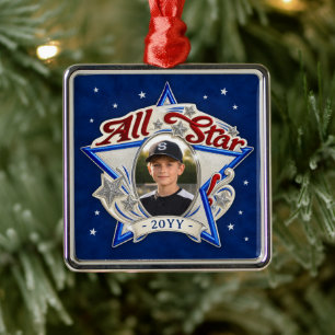 Persönlicher Foto-Schmuck, Vintage All Star Sports Ornament Aus Metall