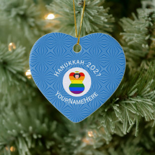 Persönlicher Gay Pride Engel Schwarze Haare Hanukk Keramik Ornament