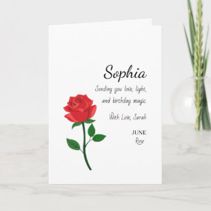 Persönlicher Geburtstag im Juni Rose Design Karte