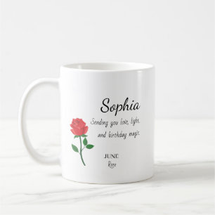 Persönlicher Geburtstag im Juni-Rosen-Design Kaffeetasse
