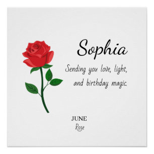 Persönlicher Geburtstag im Juni-Rosen-Design Poster