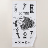 Persönlicher Gemini Masked Lady Zodiac Strandtuch (Vorderseite)