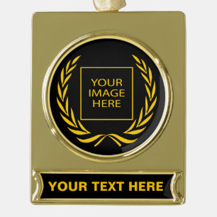 Persönlicher Golden Laurel Wreath Banner-Ornament Gold