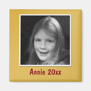 Persönlicher Goldener Gruß für Foto und Text Magnet