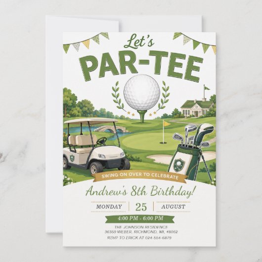 Persönlicher Golf-Geburtstag Einladung (Vorderseite)