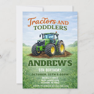 Persönlicher Grüner Traktor Geburtstag Einladung