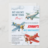 Persönlicher Junge 1. Flugzeug Kind Geburtstag Einladung (Vorne/Hinten)