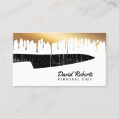 Persönlicher Koch Catering Black Knife Chic Gold T Visitenkarte (Vorderseite)
