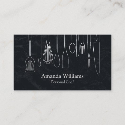 Persönlicher Koch Catering Küche Silberverschraubu Visitenkarte (Vorderseite)