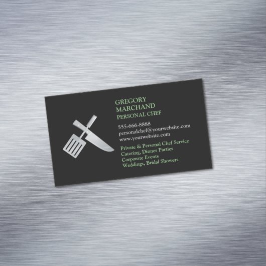 Persönlicher Koch Catering Magnetische Visitenkarte (Beispiel)