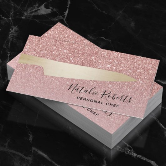 Persönlicher Koch Gold Messer Moderne Rose Gold Gl Visitenkarte