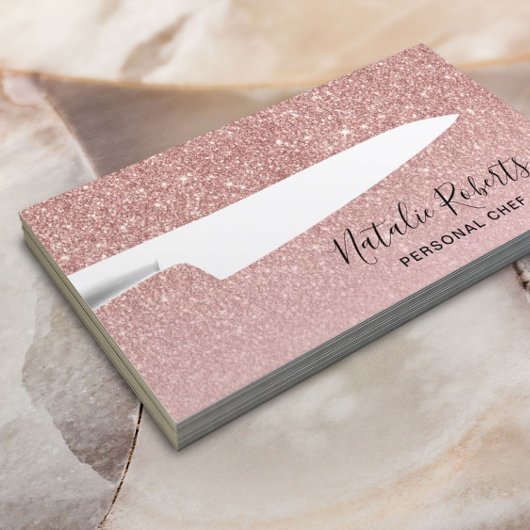 Persönlicher Koch Messer Moderne Blush Rose Gold G Visitenkarte
