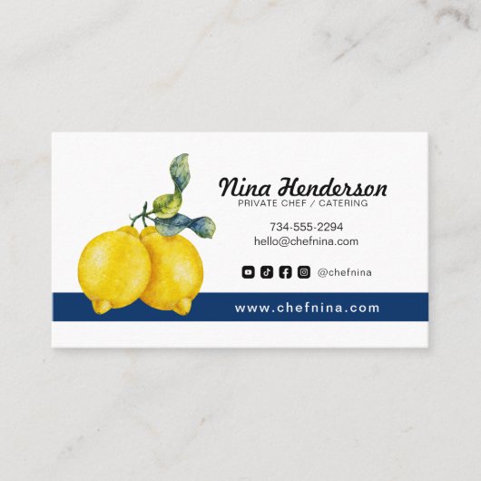 Persönlicher Koch oder Restaurant Lemon & Blue Til Visitenkarte (Vorderseite)